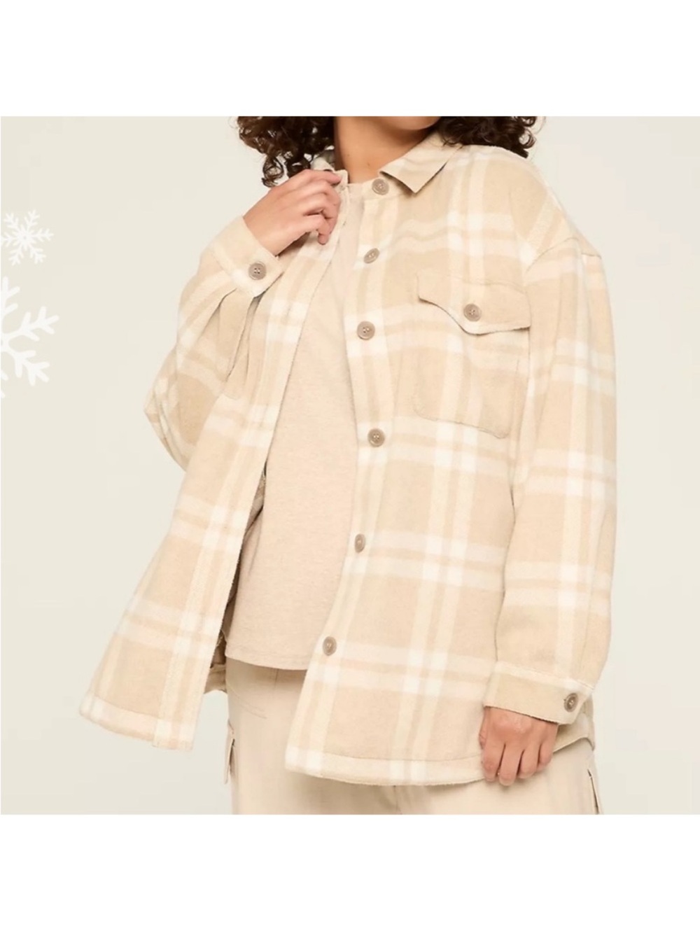 Lane Bryant Tan and White Wool Blend Shacket Sz 14/16